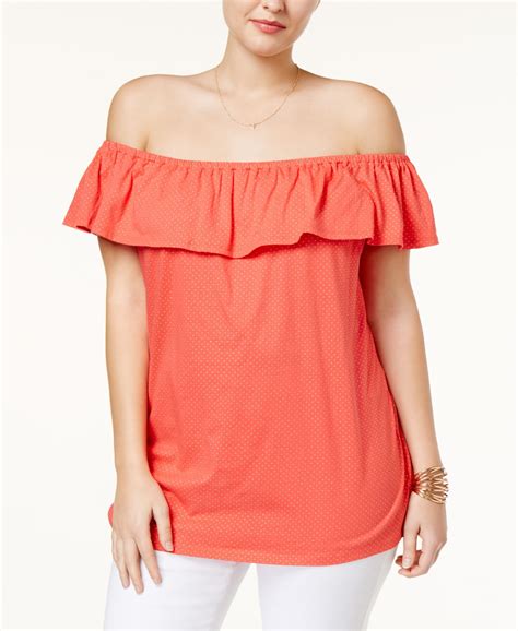 michael kors orange blouse|michael kors off shoulder top.